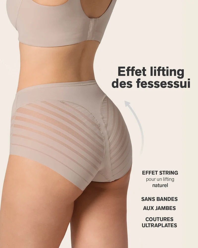 Lot de 2 Culottes Gainantes Classiques – Contrôle Modéré du Ventre et Bandes de Tulle