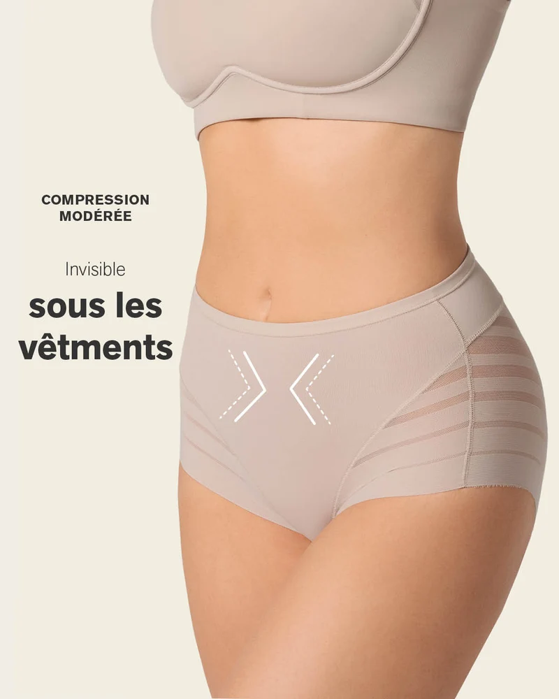 Lot de 2 Culottes Gainantes Classiques – Contrôle Modéré du Ventre et Bandes de Tulle