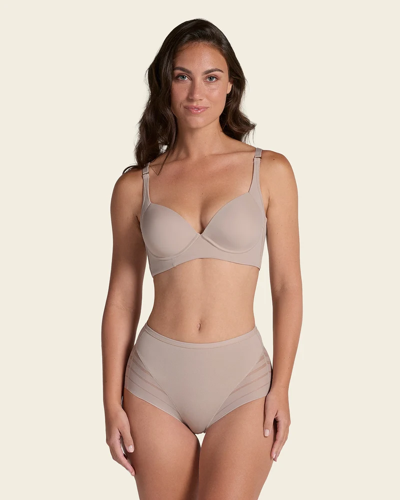 Culotte gainante classique avec contrôle du ventre et bandes de tulle