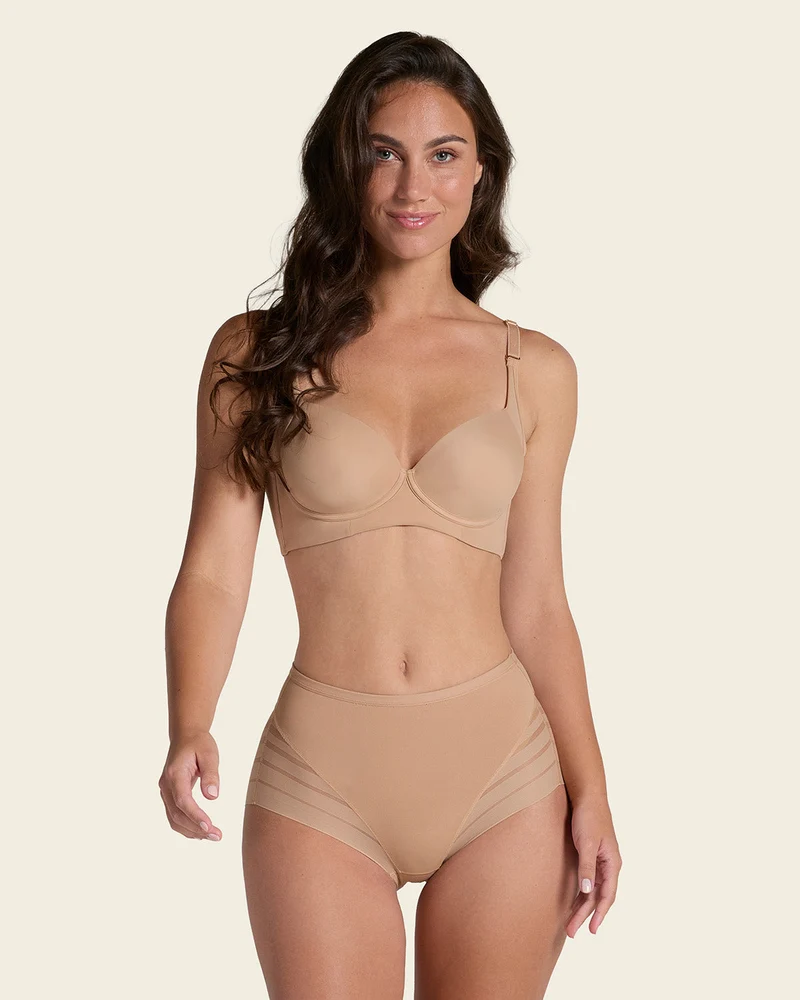 Culotte gainante classique avec contrôle du ventre et bandes de tulle