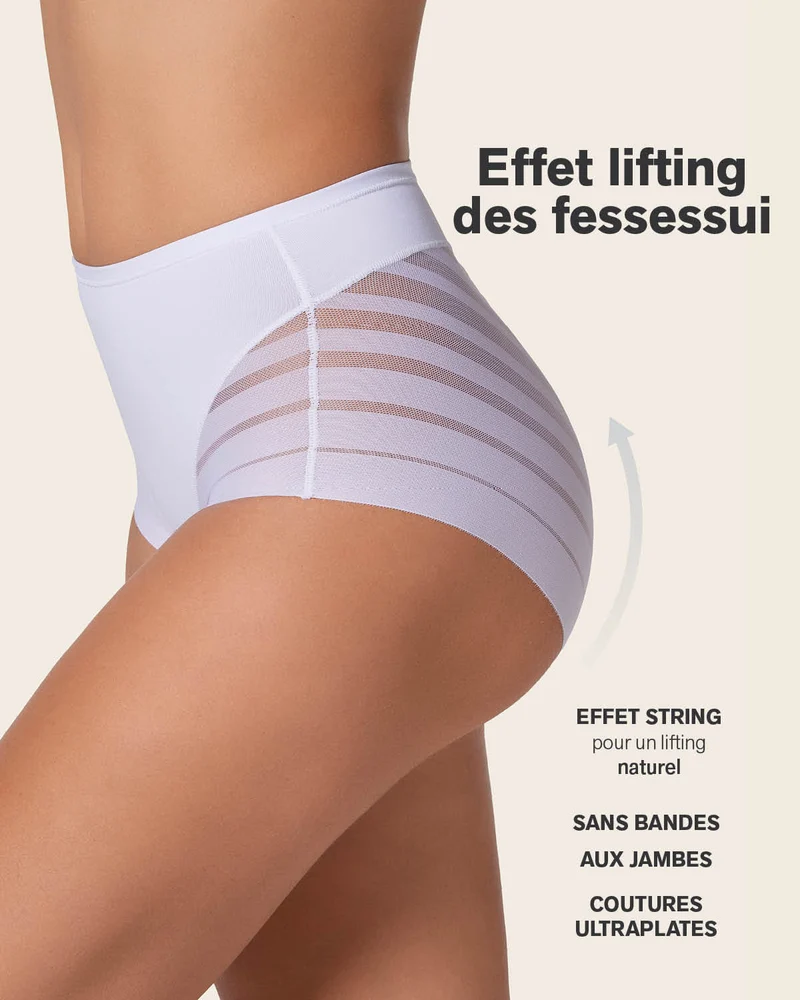 Lot de 2 Culottes Gainantes Classiques – Contrôle Modéré du Ventre et Bandes de Tulle