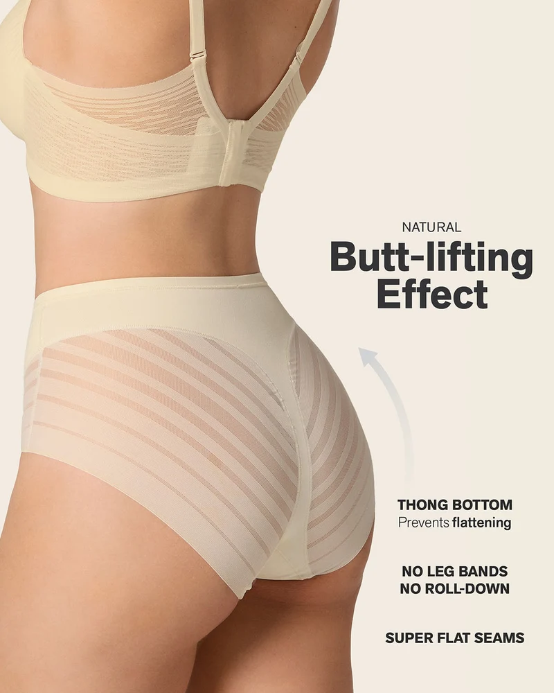 Lot de 2 Culottes Gainantes Classiques – Contrôle Modéré du Ventre et Bandes de Tulle