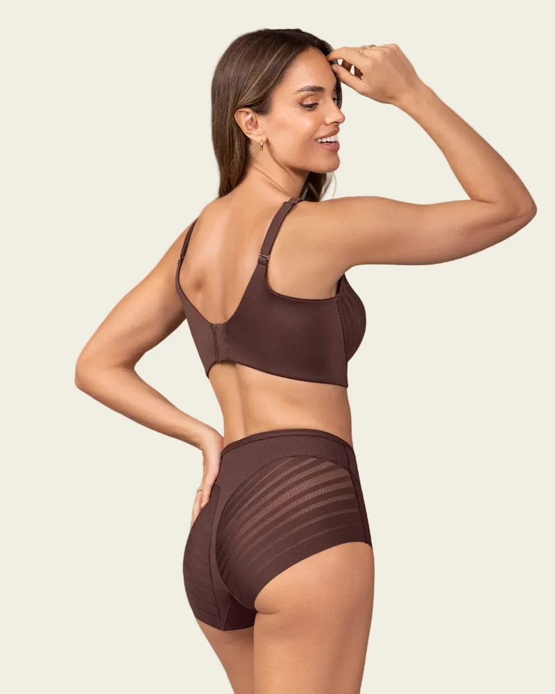 Culotte gainante classique avec contrôle du ventre et bandes de tulle