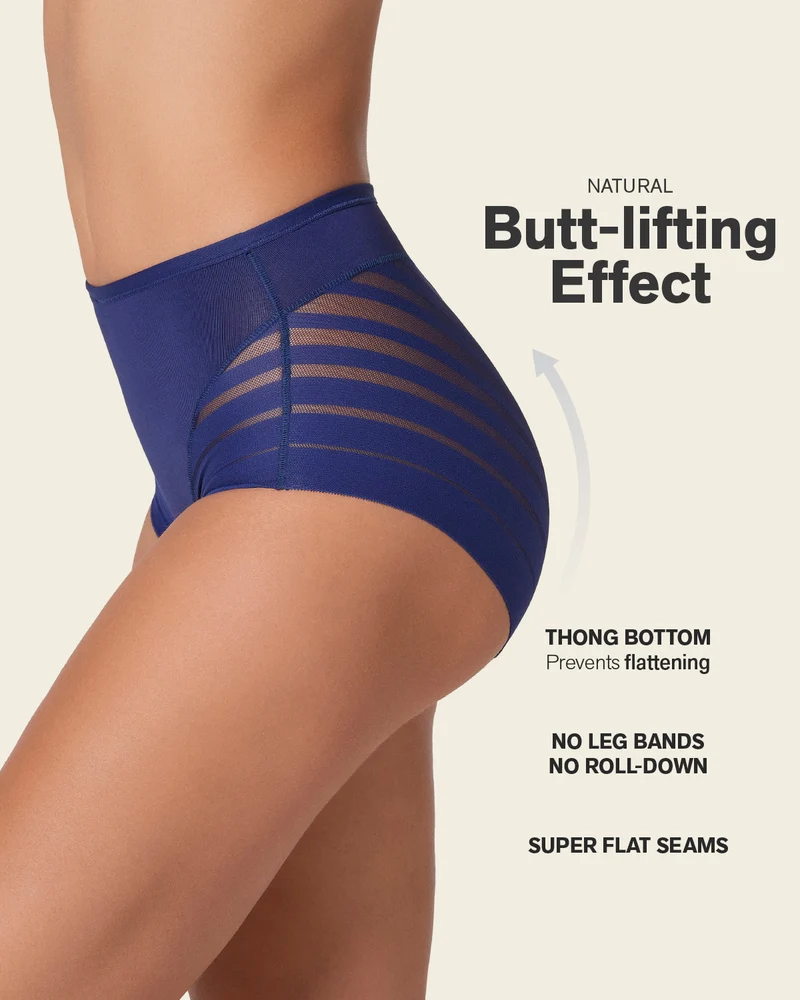 Lot de 2 Culottes Gainantes Classiques – Contrôle Modéré du Ventre et Bandes de Tulle