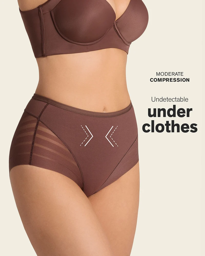 Lot de 2 Culottes Gainantes Classiques – Contrôle Modéré du Ventre et Bandes de Tulle