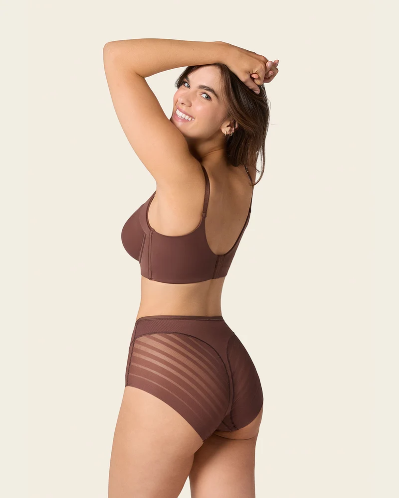 Culotte gainante classique avec contrôle du ventre et bandes de tulle