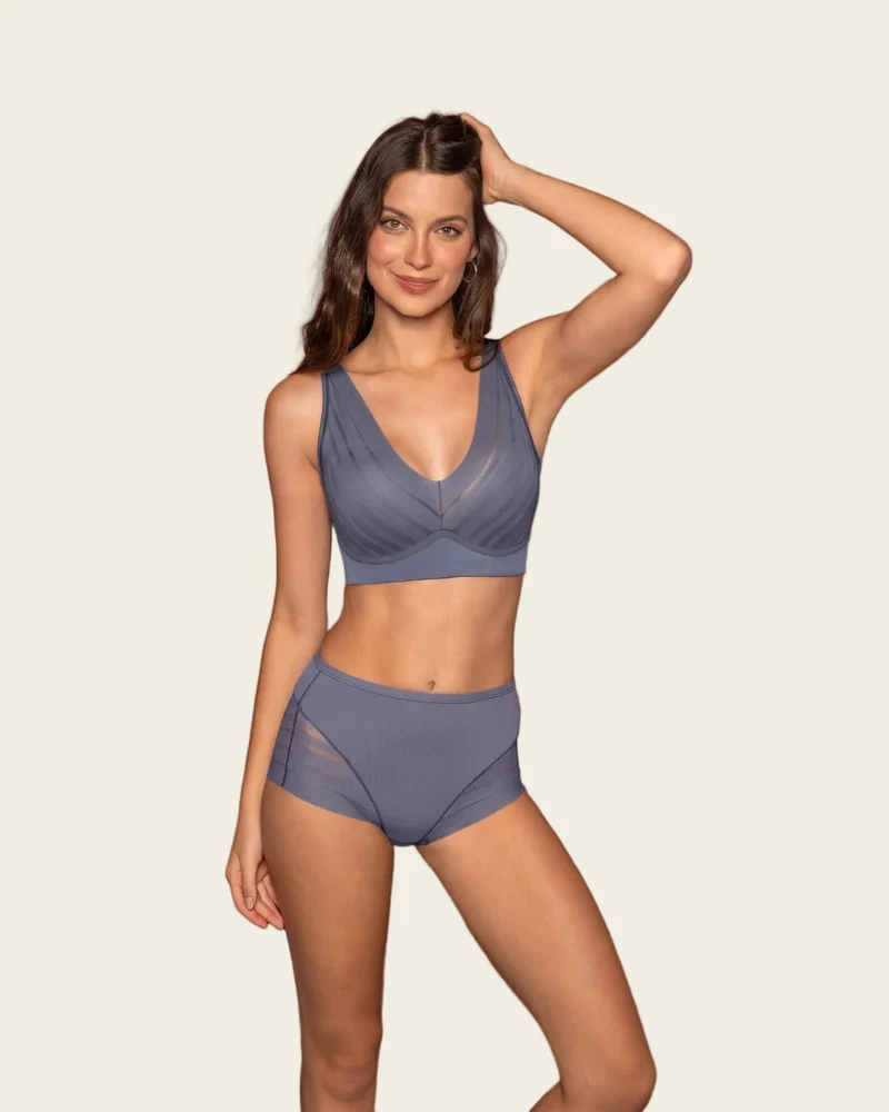 Culotte gainante classique avec contrôle du ventre et bandes de tulle