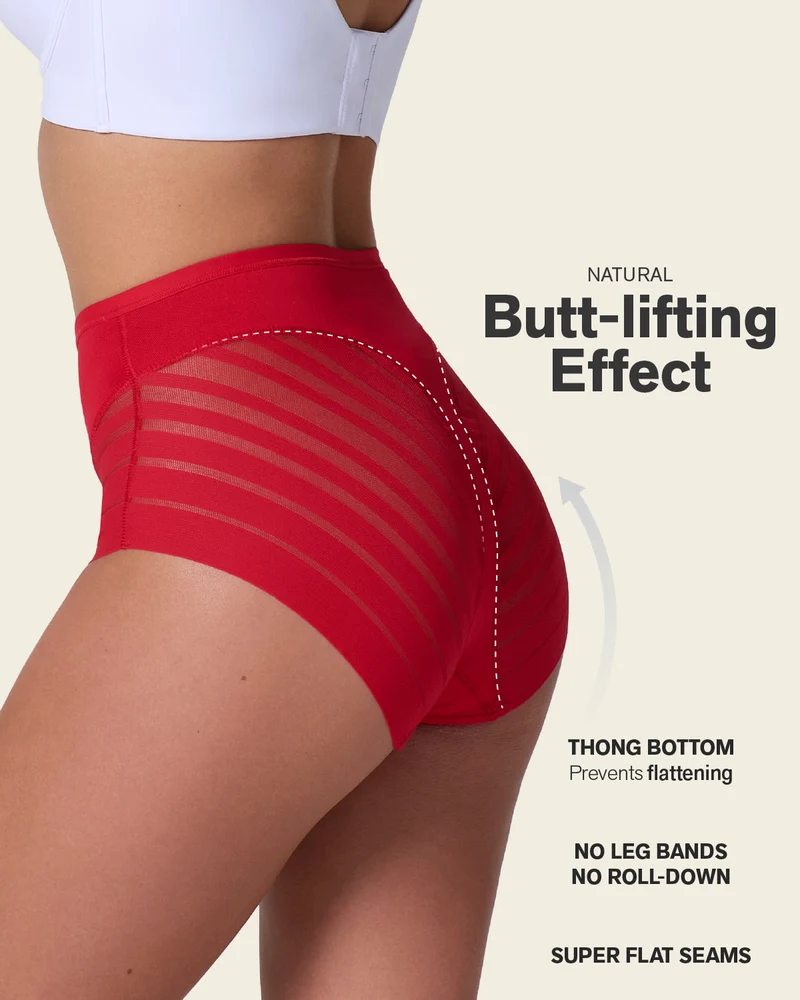 Lot de 2 Culottes Gainantes Classiques – Contrôle Modéré du Ventre et Bandes de Tulle