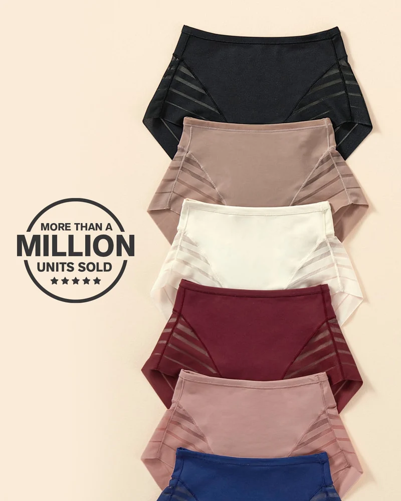 Culotte gainante classique avec contrôle du ventre et bandes de tulle