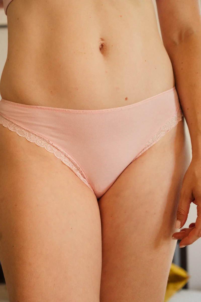 BRASSIÈRE + CULOTTE COTON DENTELLE - Rose Blush