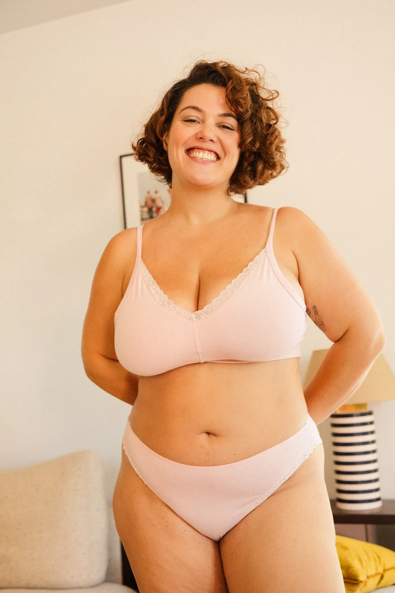 BRASSIÈRE + CULOTTE COTON DENTELLE - Rose Blush