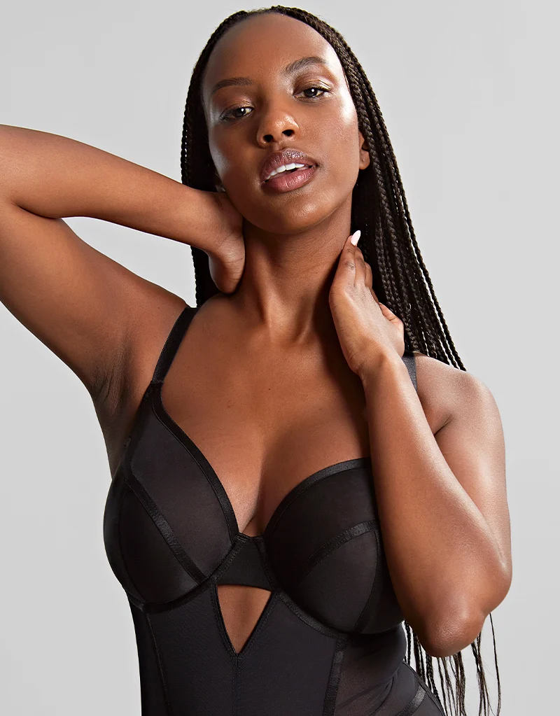 Panache Tango Essence Plunge Bodysuit Obsidian Black