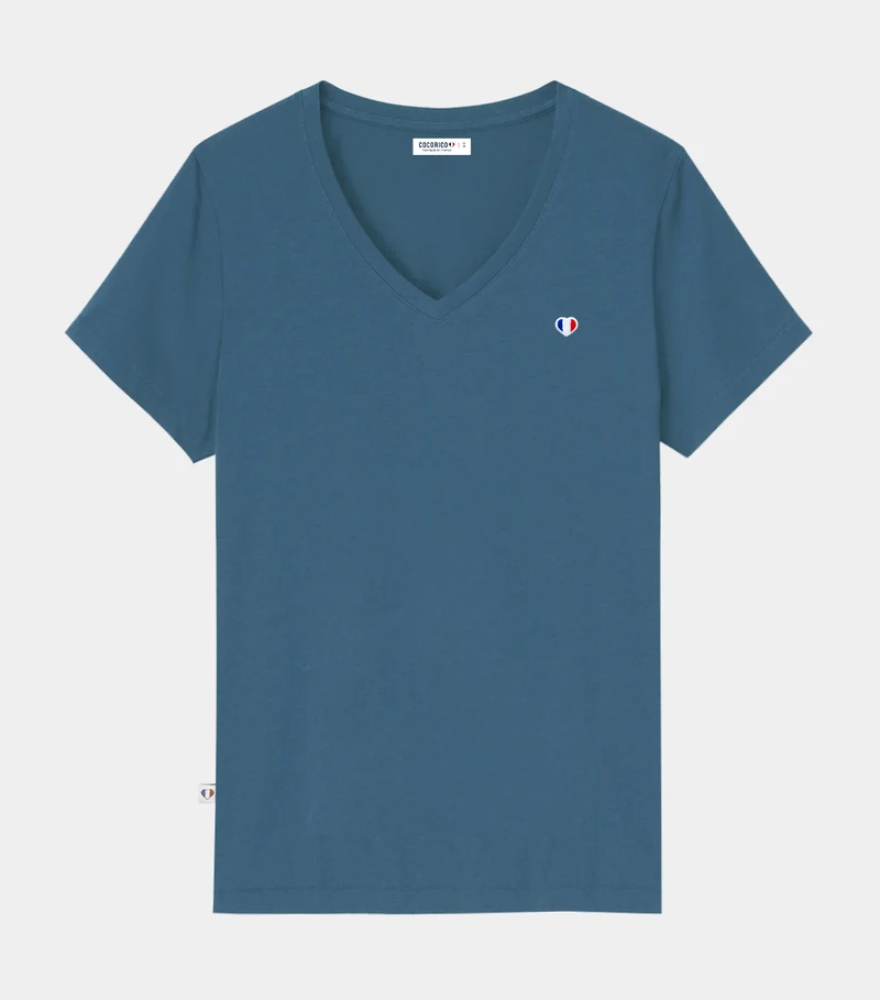 T-shirt col V Femme Azur - Iconique