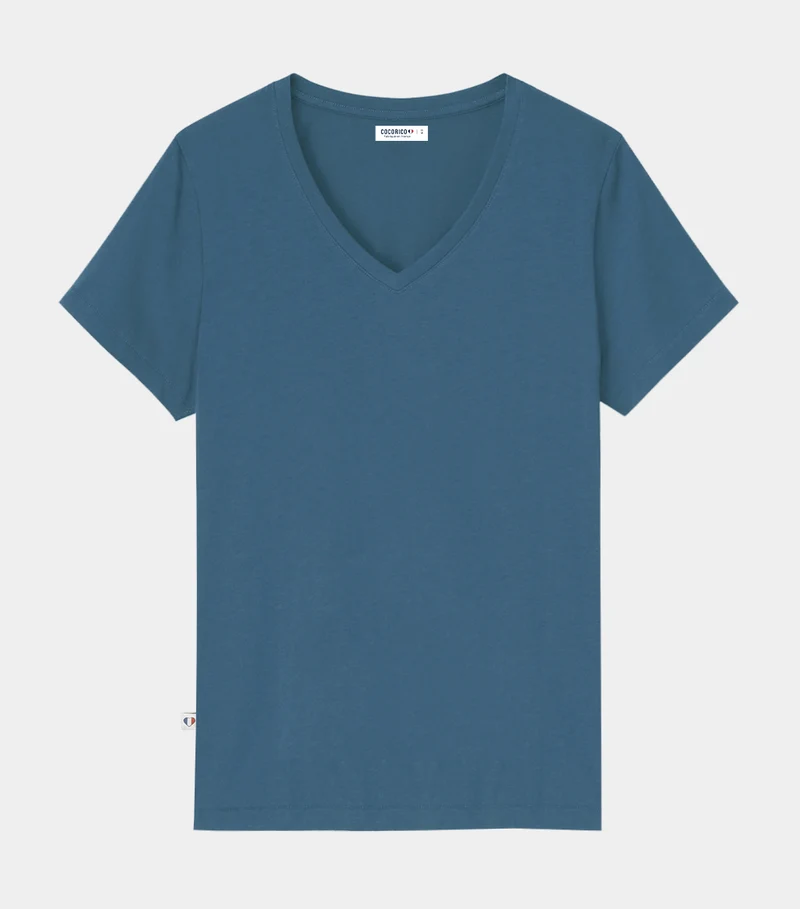 T-shirt col V Femme Azur - Intemporel