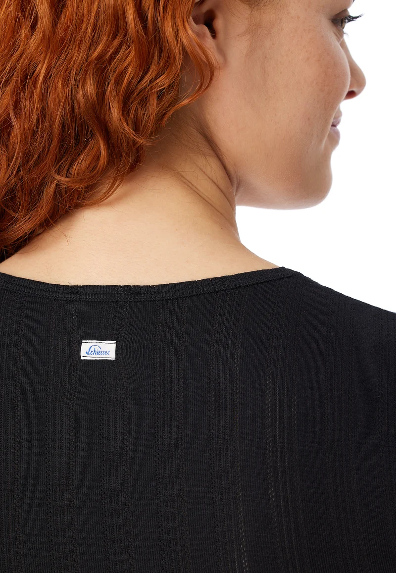 T-Shirt V-Ausschnitt mit Knopfleiste Schwarz - Revival Agathe