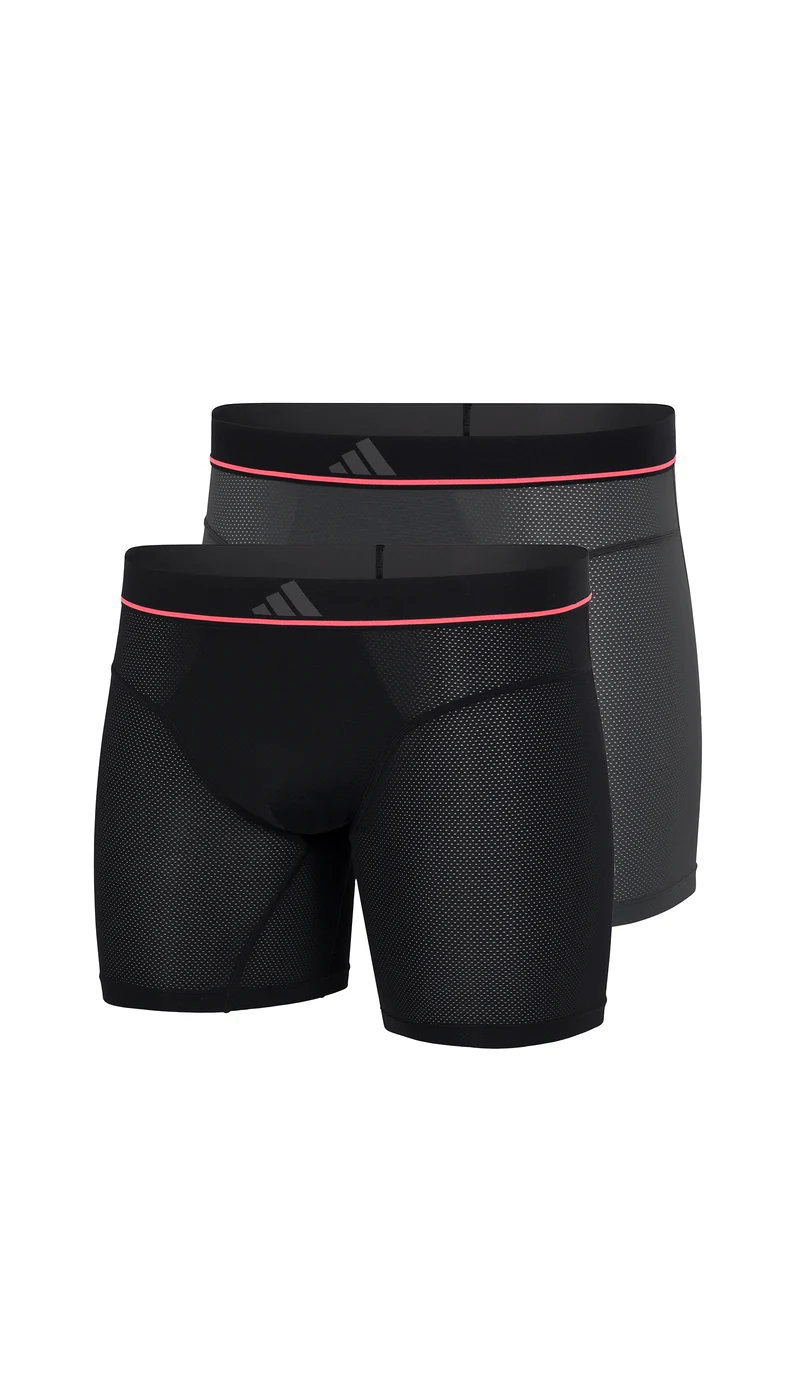 Enge Boxershorts lang 2er-Pack Schwarz/Grau/Rot - ADIDAS