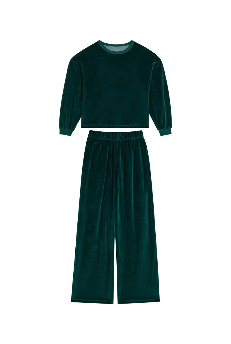 Sweat & Pantalon Velours - Vert Foncé