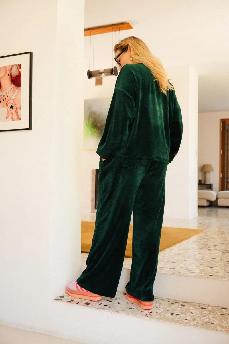 Sweat & Pantalon Velours - Vert Foncé