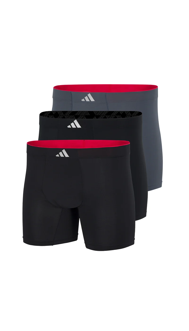 Enge Boxershorts lang 3er-Pack Schwarz/Grau - ADIDAS