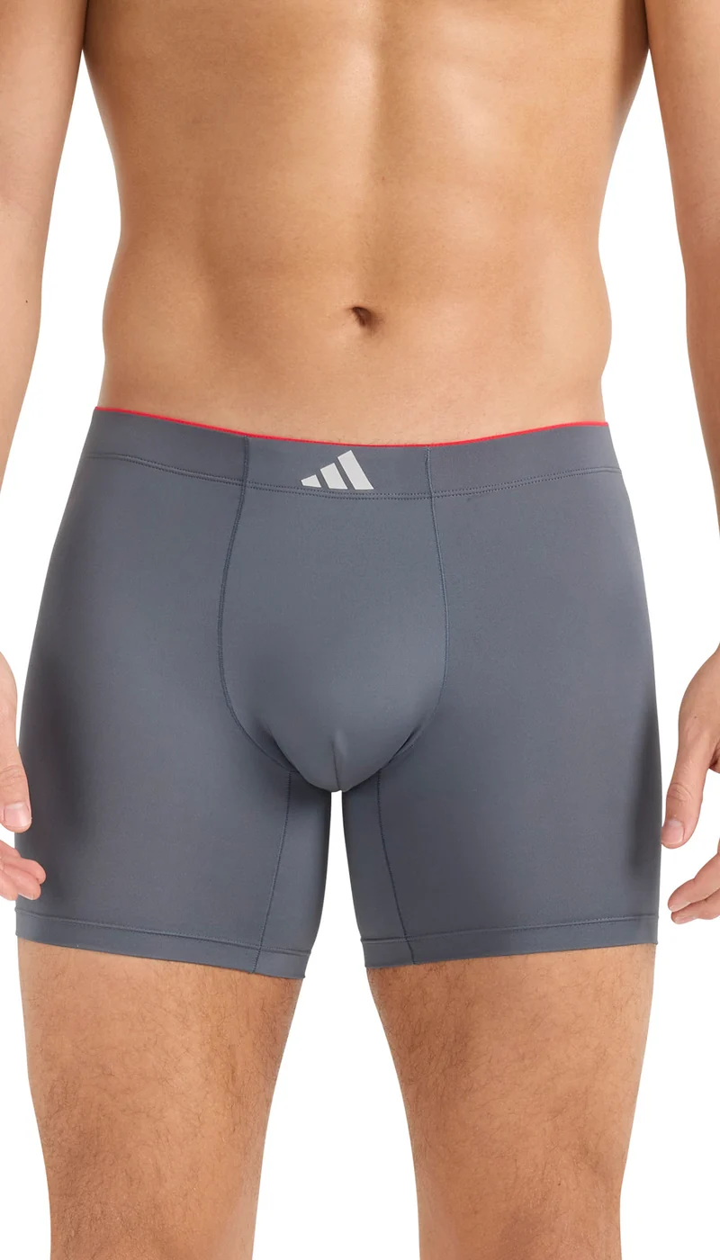 Enge Boxershorts lang 3er-Pack Schwarz/Grau - ADIDAS