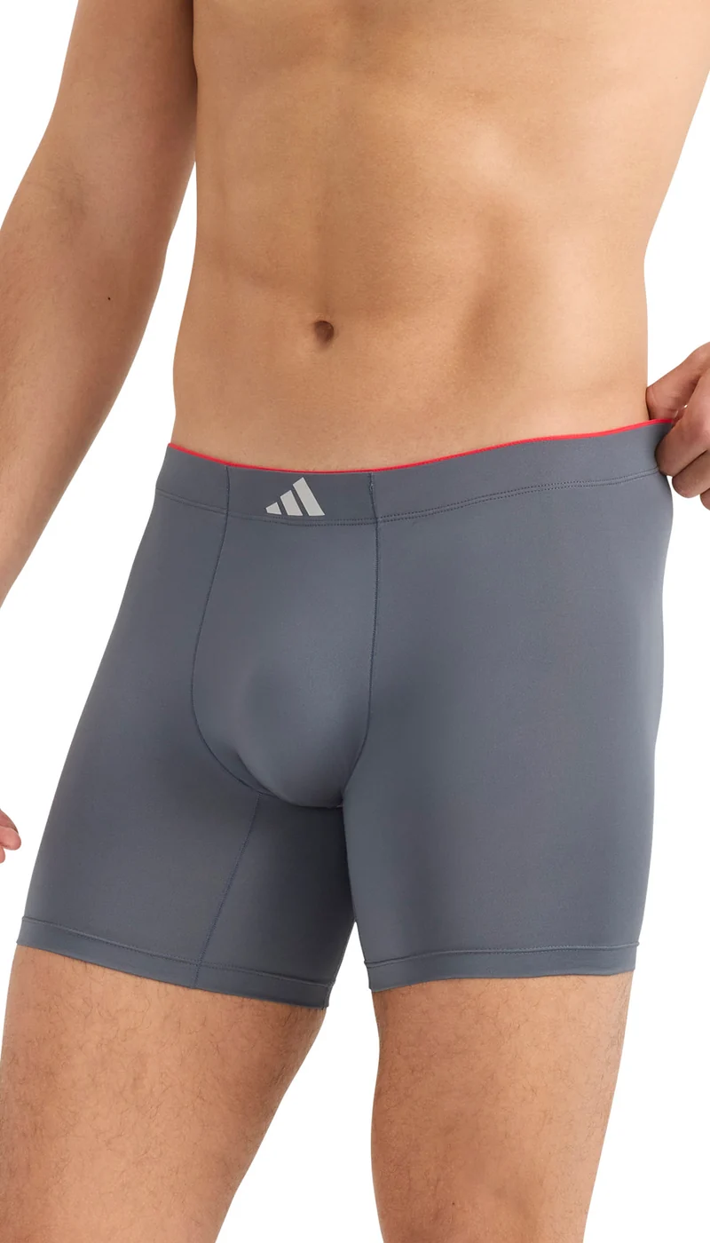 Enge Boxershorts lang 3er-Pack Schwarz/Grau - ADIDAS
