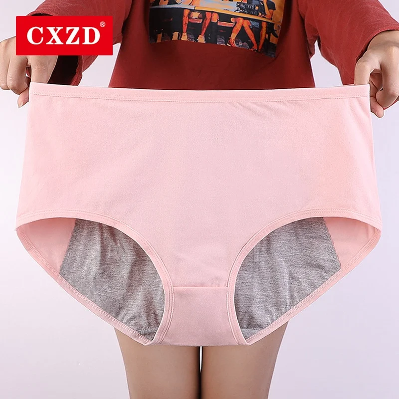 CXZD Large Size High Waist Period Panties For Women Briefs Cotton Menstrual Panties Leak Proof Plus Size Underwear Female XXXL 4