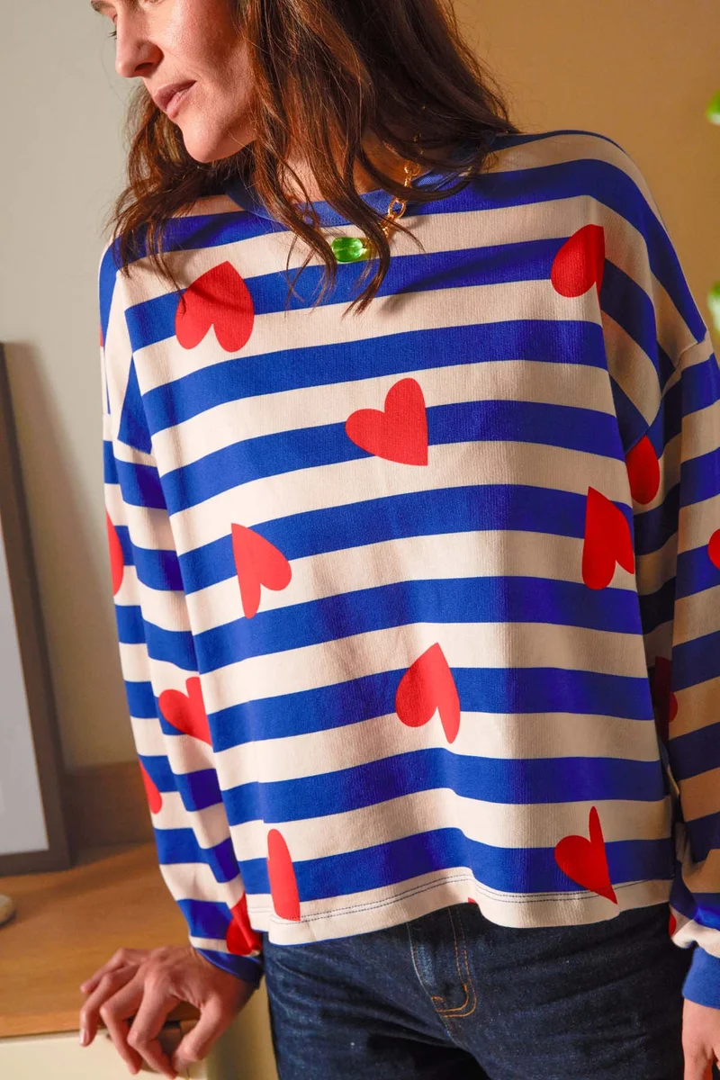 Sweat 100% Coton BIO - Marinière Coeurs