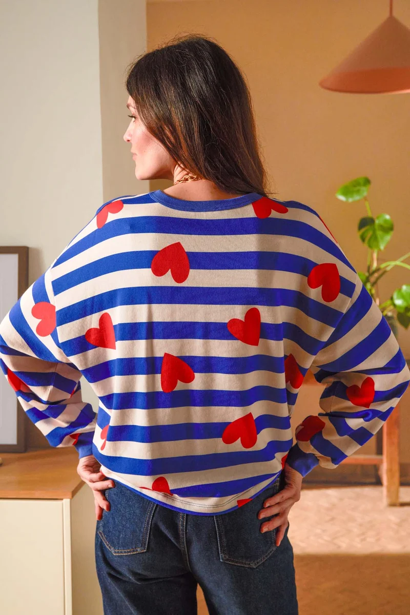 Sweat 100% Coton BIO - Marinière Coeurs