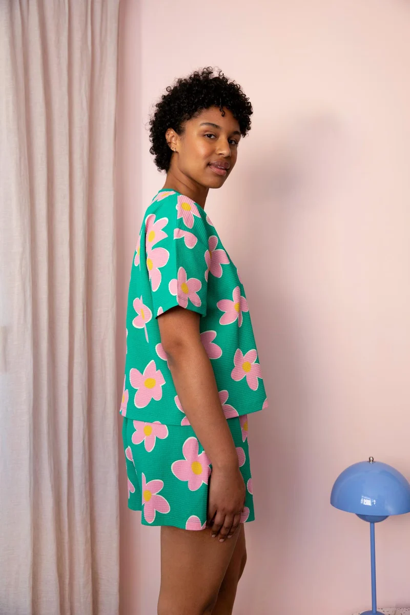 Pyjama Gaufré Coton BIO WAJ x Hindbag - Big Flowers