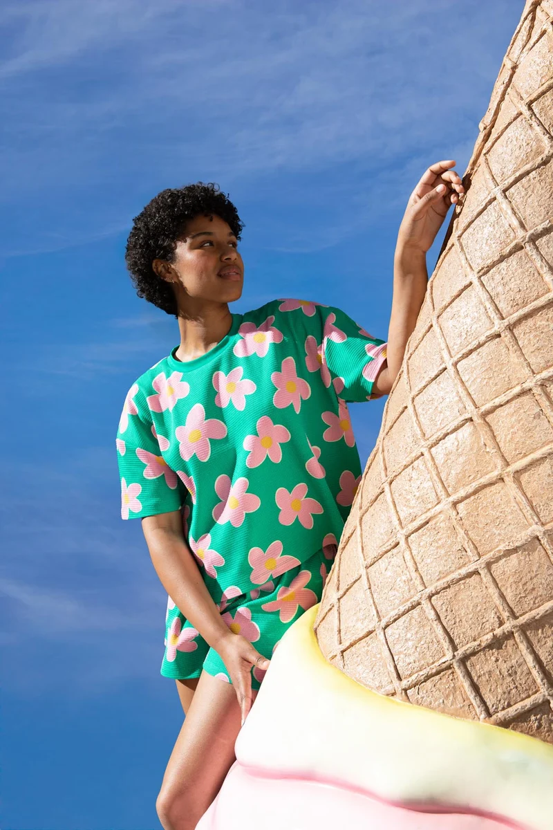 Pyjama Gaufré Coton BIO WAJ x Hindbag - Big Flowers