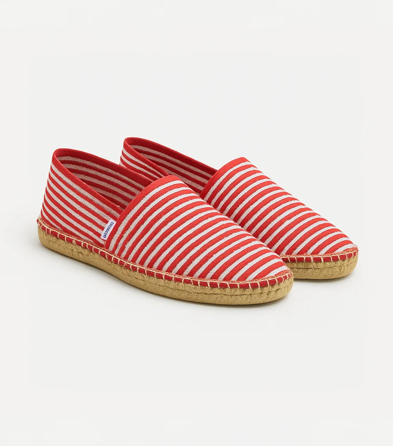 Espadrille Homme Rayé Fine Rouge