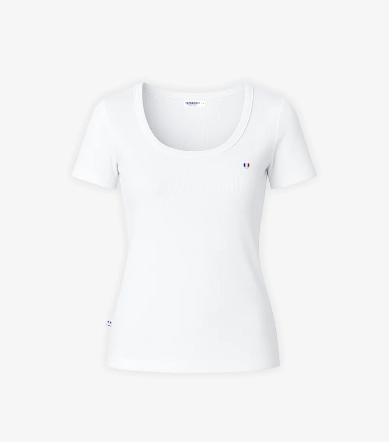 T-shirt Femme Côtelé Blanc - Iconique