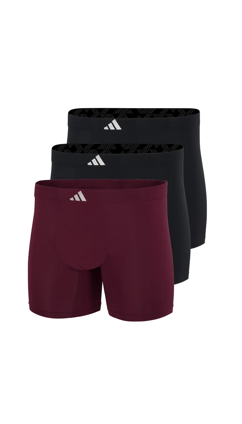 Enge Boxershorts lang 3er-Pack Bordeaux/Schwarz - ADIDAS