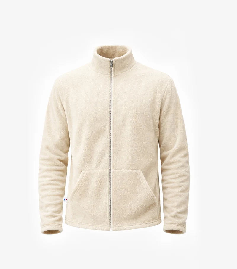 Veste Polaire Zippée Homme Écru