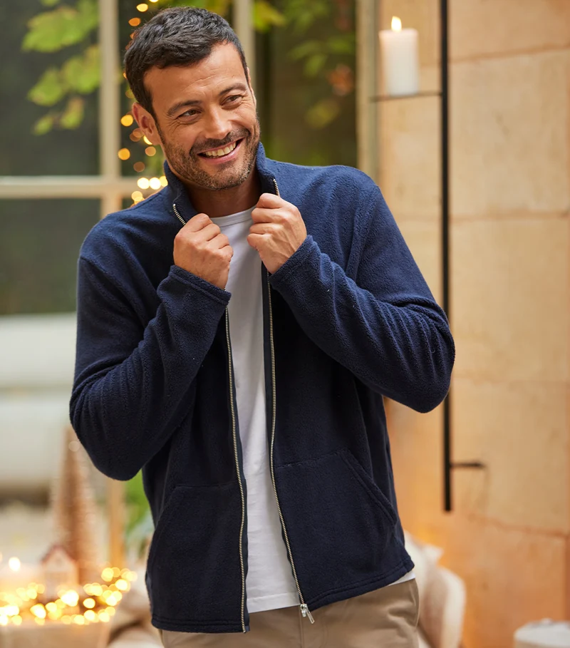 Veste Polaire Zippée Homme Marine