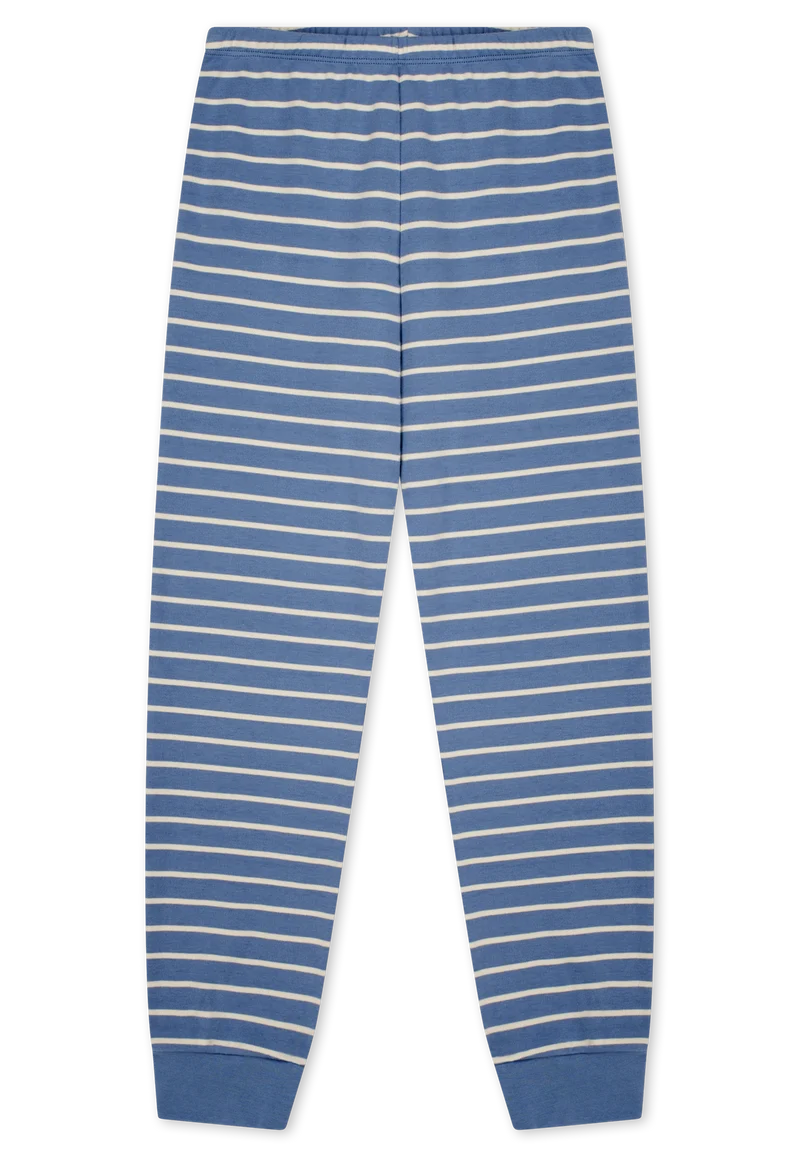 Schlafanzug mit Bündchen Blau/Weiss gestreift - Nightwear