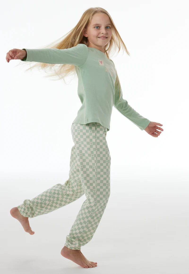 Schlafanzug mit Bündchen Mint gemustert - Nightwear