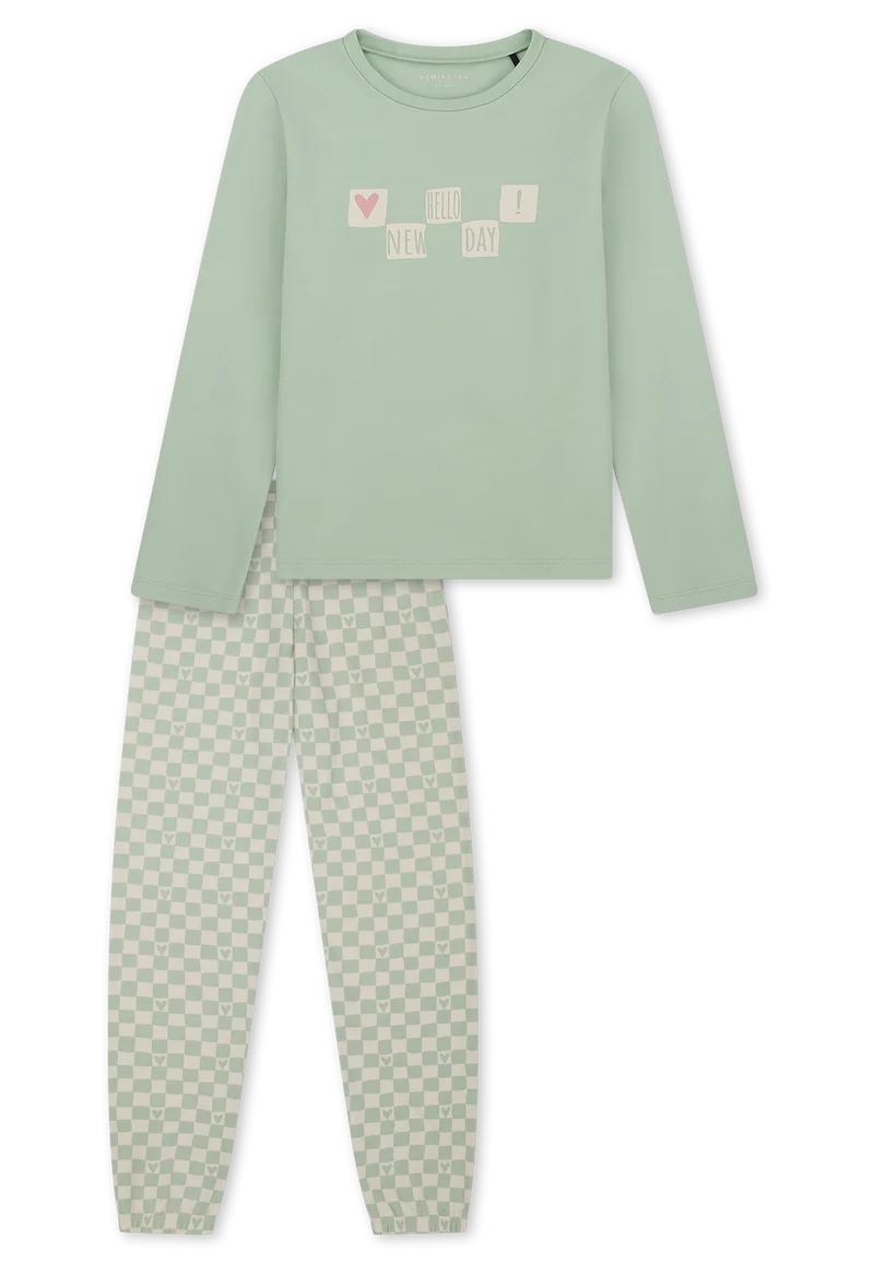 Schlafanzug mit Bündchen Mint gemustert - Nightwear