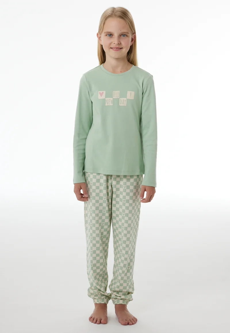Schlafanzug mit Bündchen Mint gemustert - Nightwear