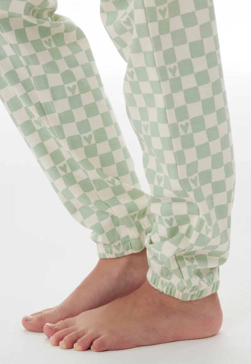 Schlafanzug mit Bündchen Mint gemustert - Nightwear
