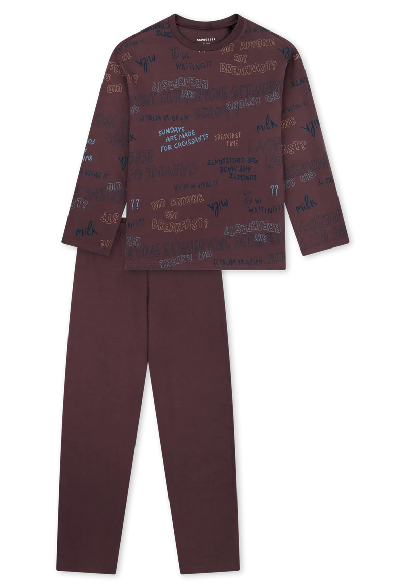 Schlafanzug Bordeaux gemustert - Nightwear