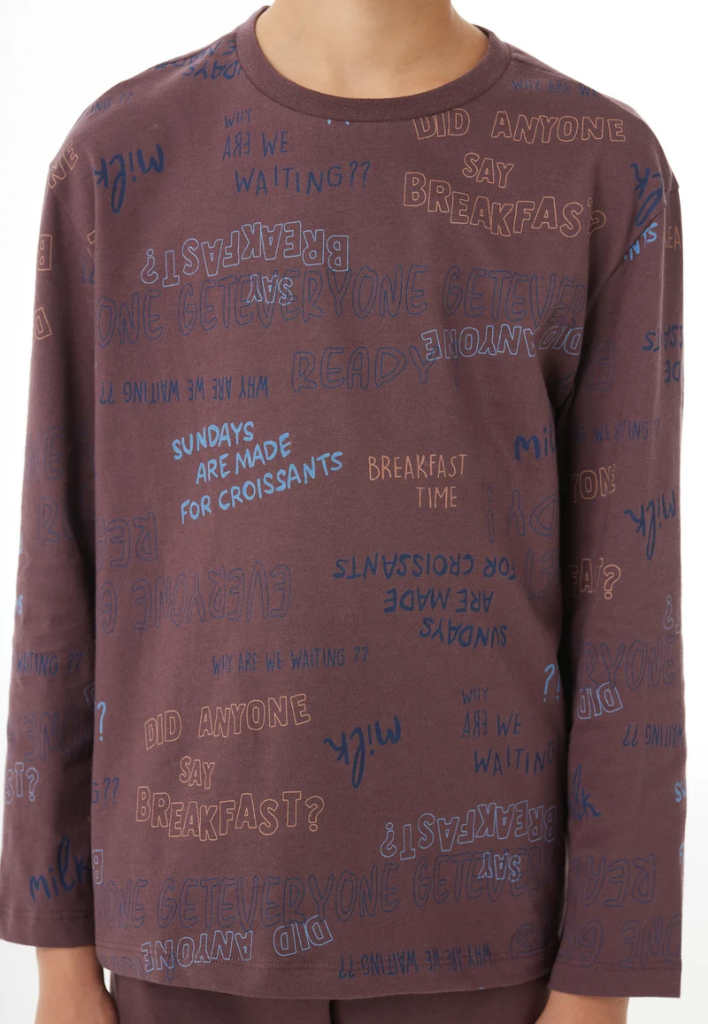 Schlafanzug Bordeaux gemustert - Nightwear