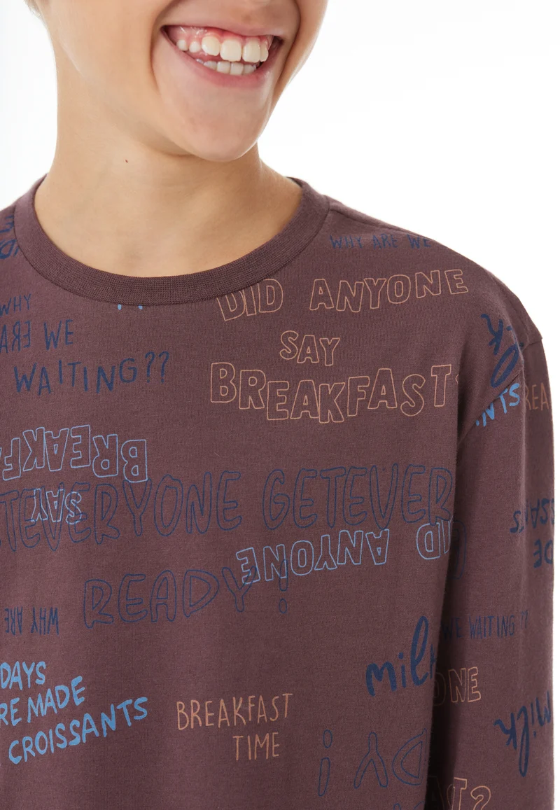 Schlafanzug Bordeaux gemustert - Nightwear