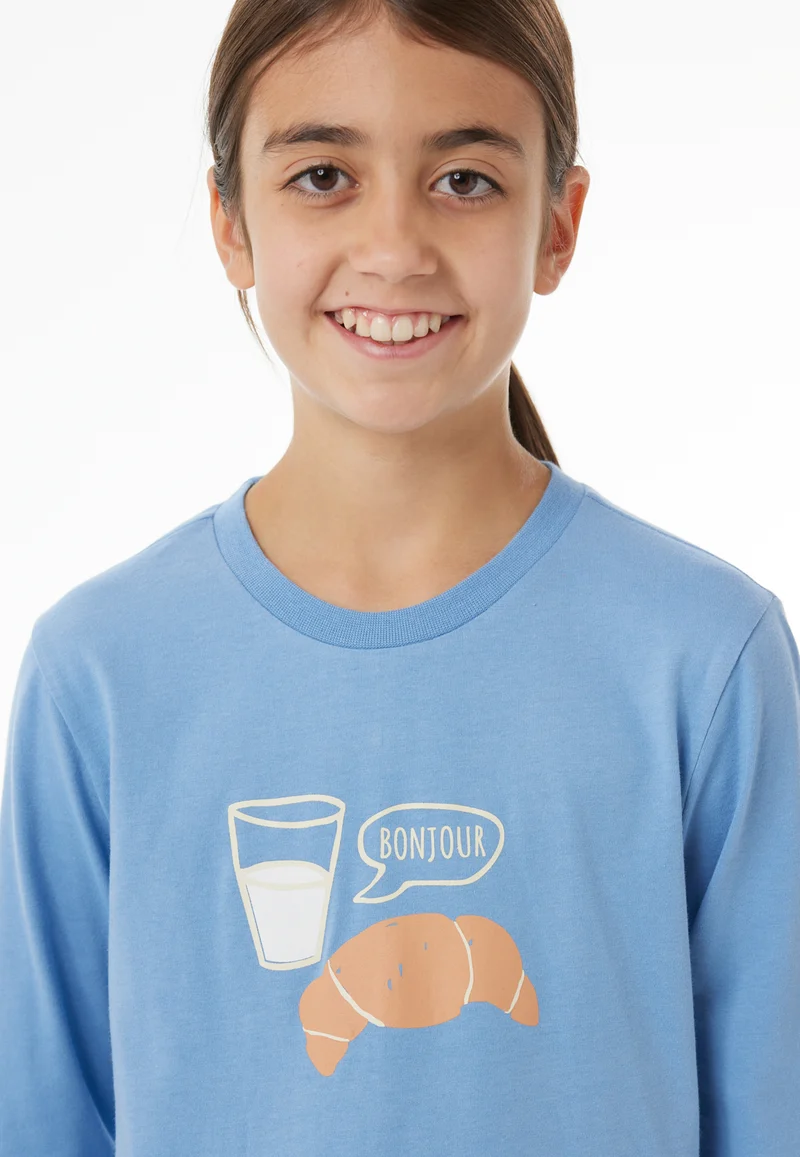 Schlafanzug mit Bündchen Blau/Weiss gestreift - Nightwear