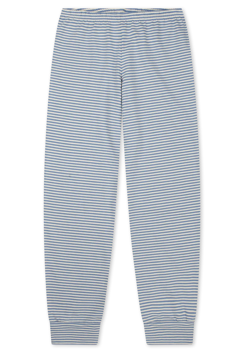 Schlafanzug mit Bündchen Blau/Weiss gestreift - Nightwear