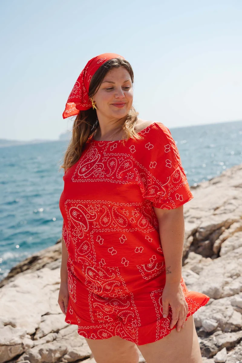 Top et Short à Volants - Bandana Rouge