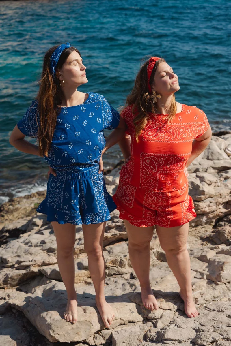 Top et Short à Volants - Bandana Rouge