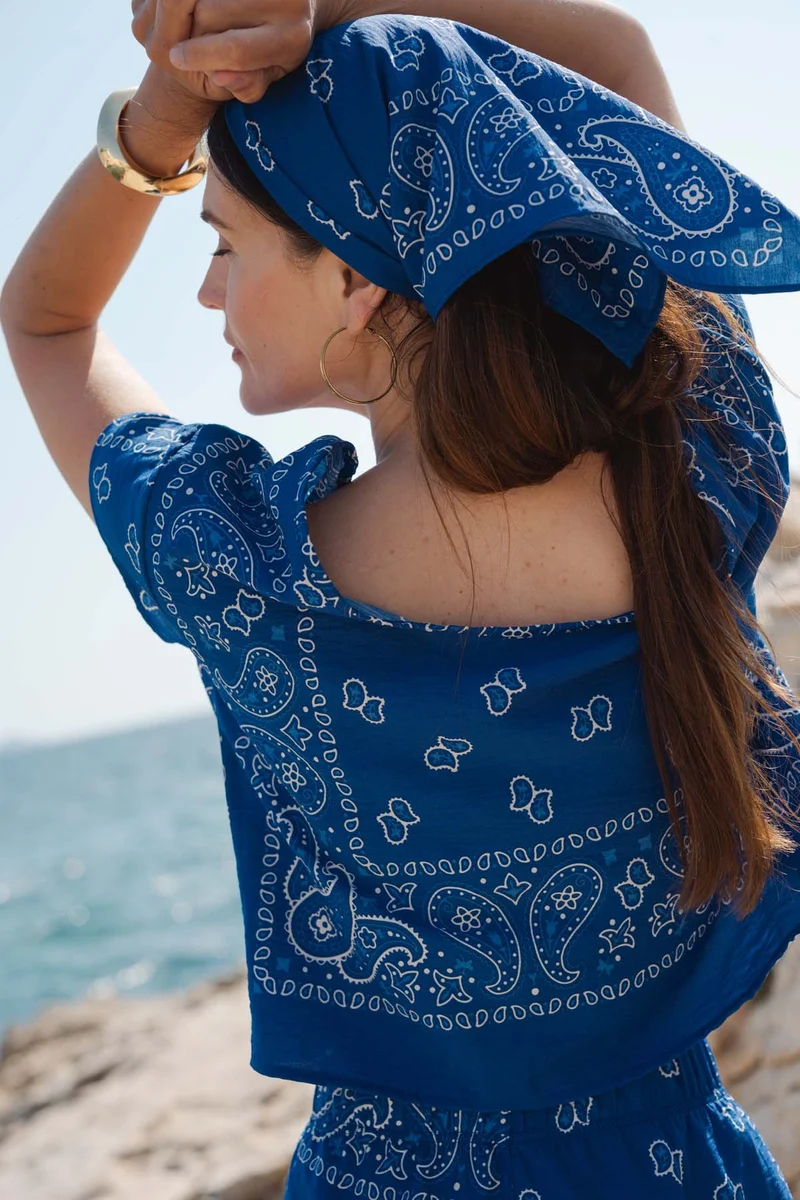 Top Viscose - Bandana Bleu