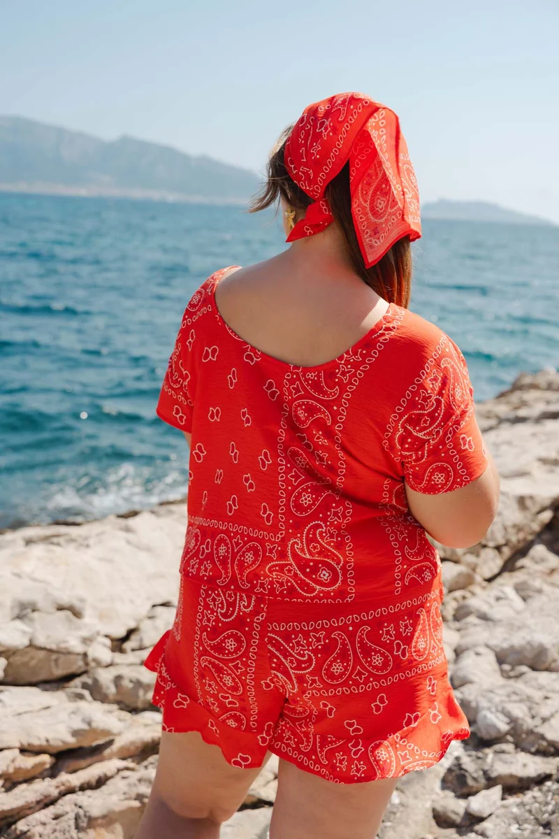 Short Volant Viscose - Bandana Rouge
