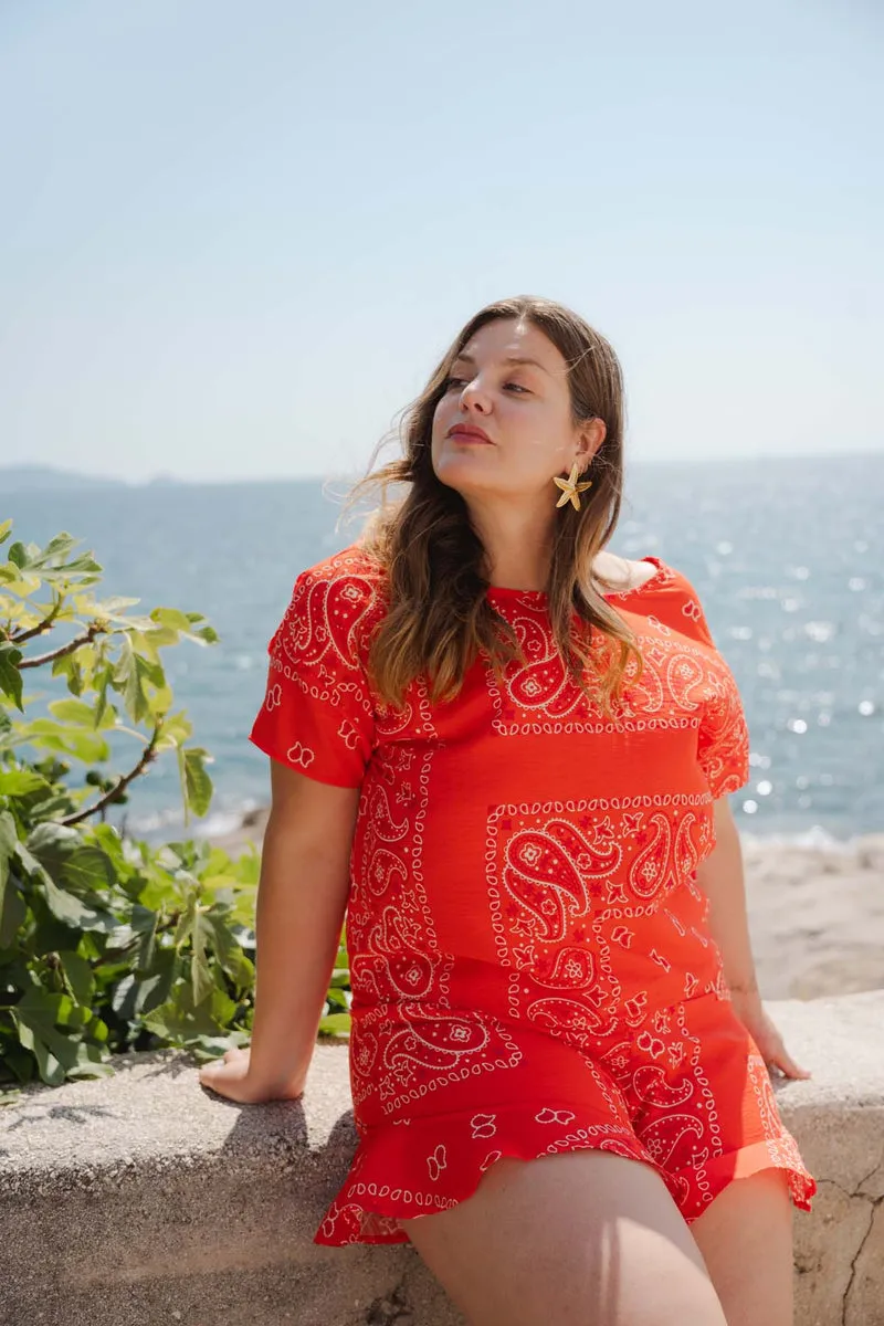 Short Volant Viscose - Bandana Rouge